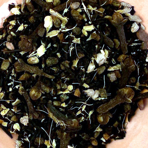 Close-up of Brigid's Chai loose tea leaves