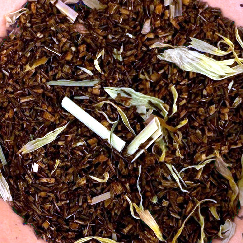 Close-up of Lillian's Lemon Cloud loose tea leaves