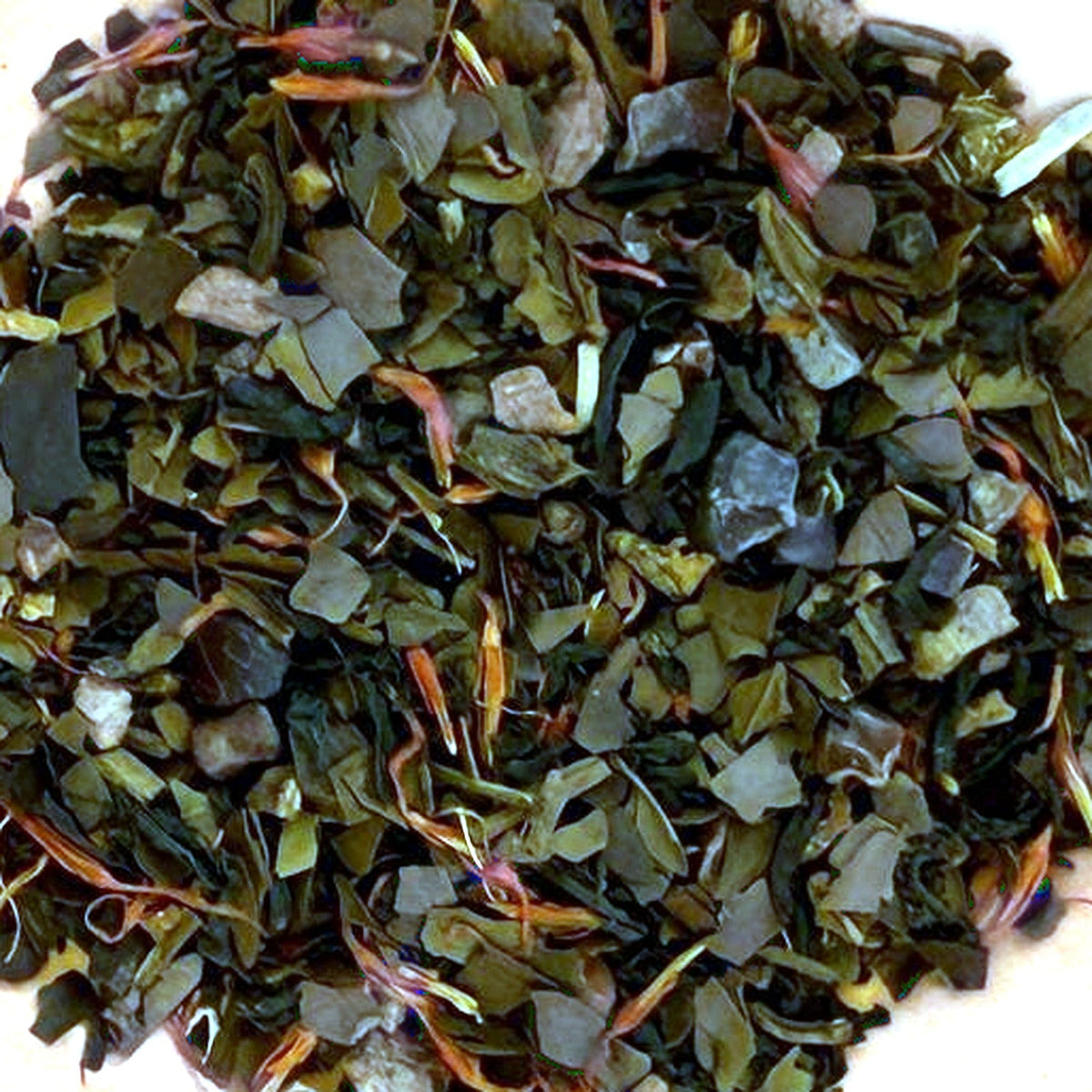 Close-up of The Púca's Breakfast Tea loose tea leaves